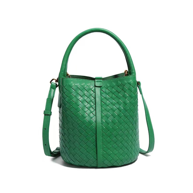 Elegant Woven Leather Bucket Bag