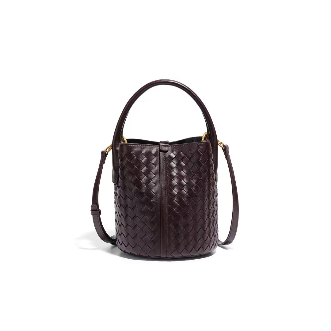 Elegant Woven Leather Bucket Bag
