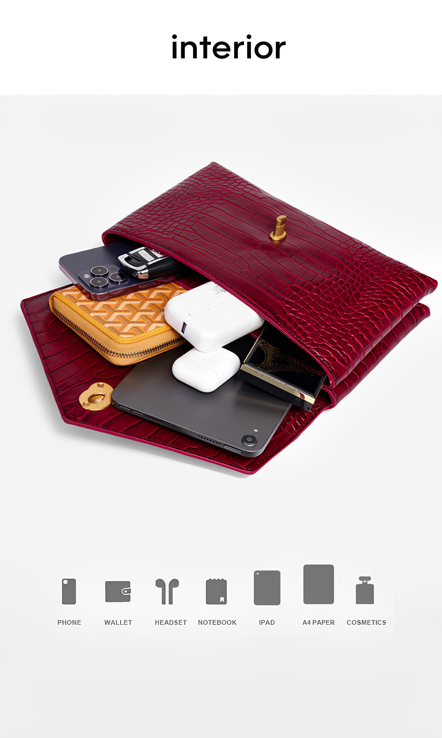 Croco-Grain Clutch