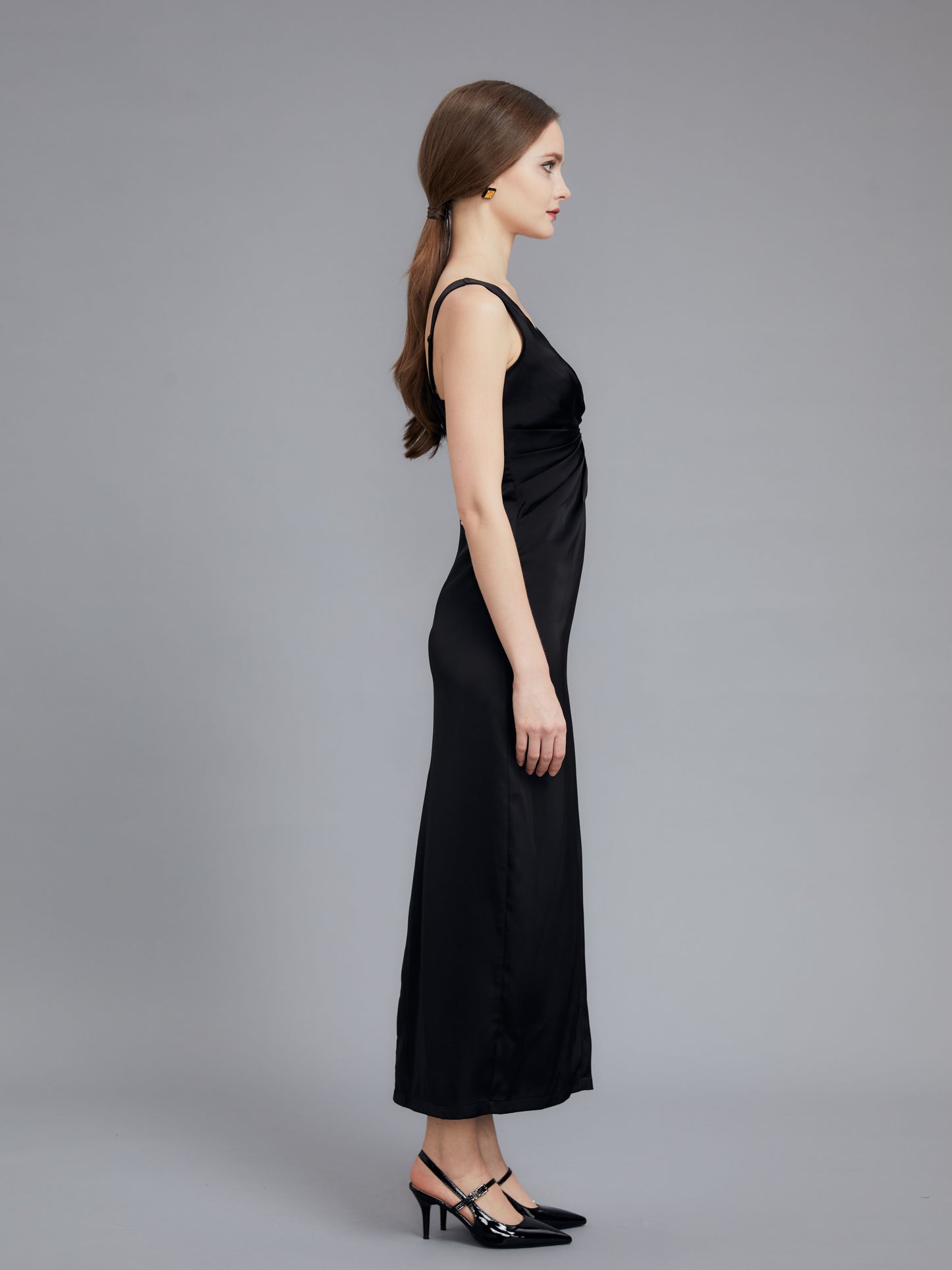 Pleated Silk Halter Dress