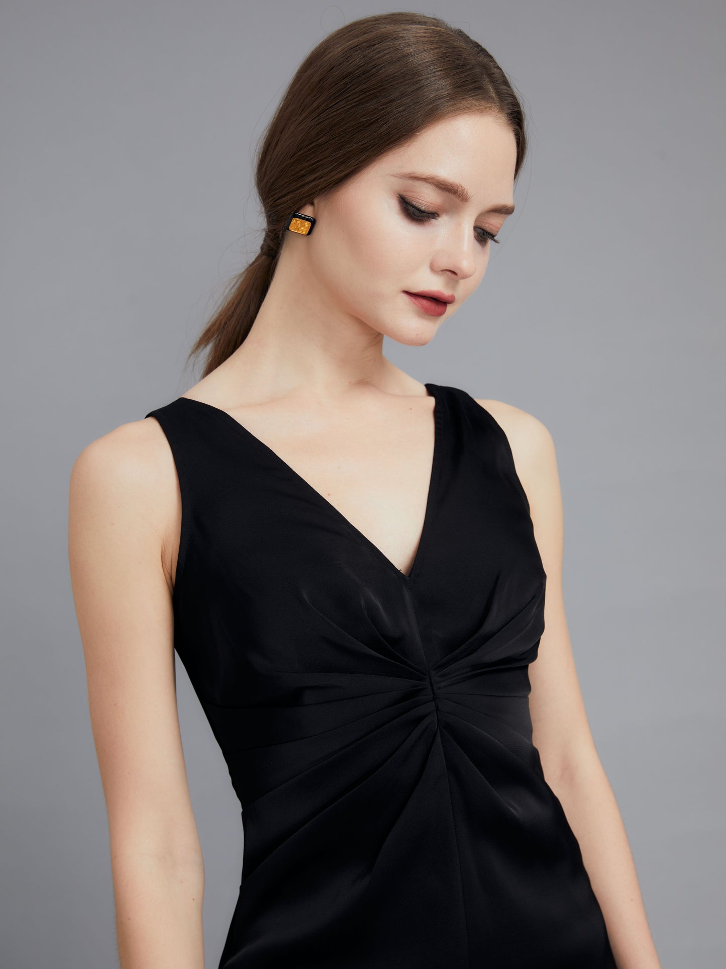 Pleated Silk Halter Dress