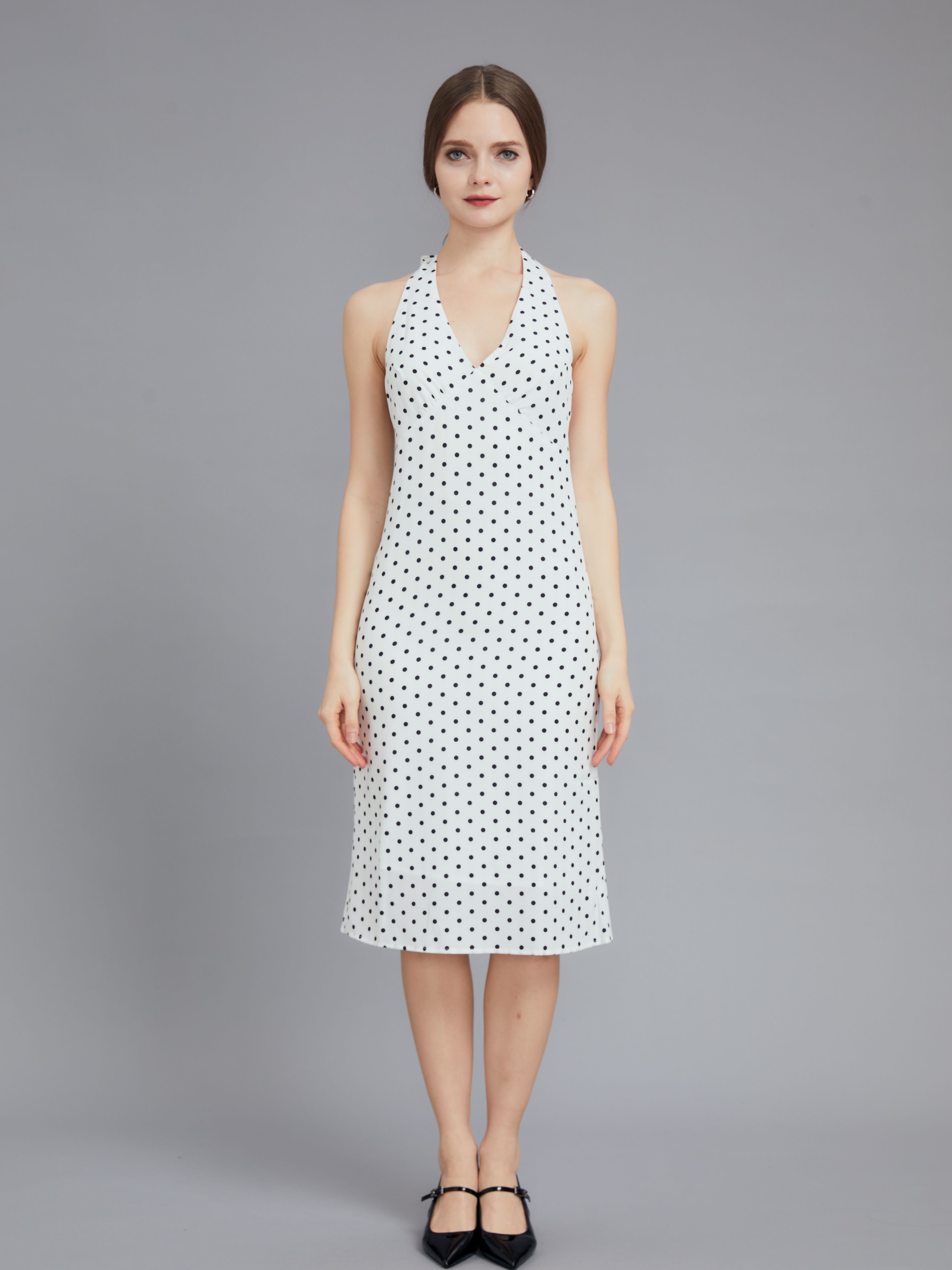 Neckless Backless Polka Dot Dress – Jacqueline Lu