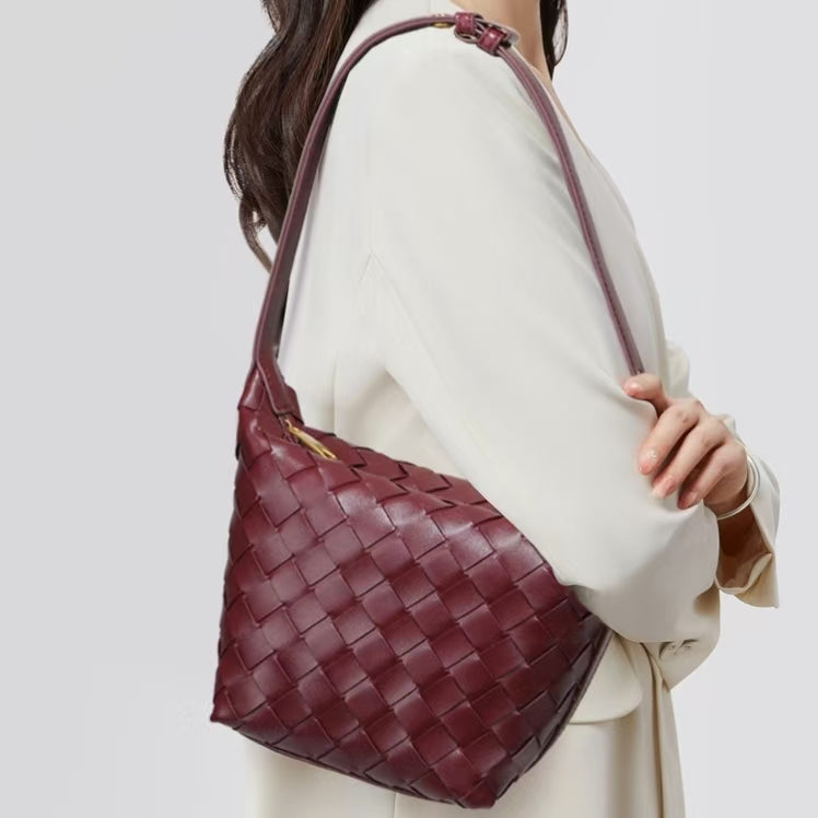 Vintage Boxy Woven Leather Handbag - Wallace