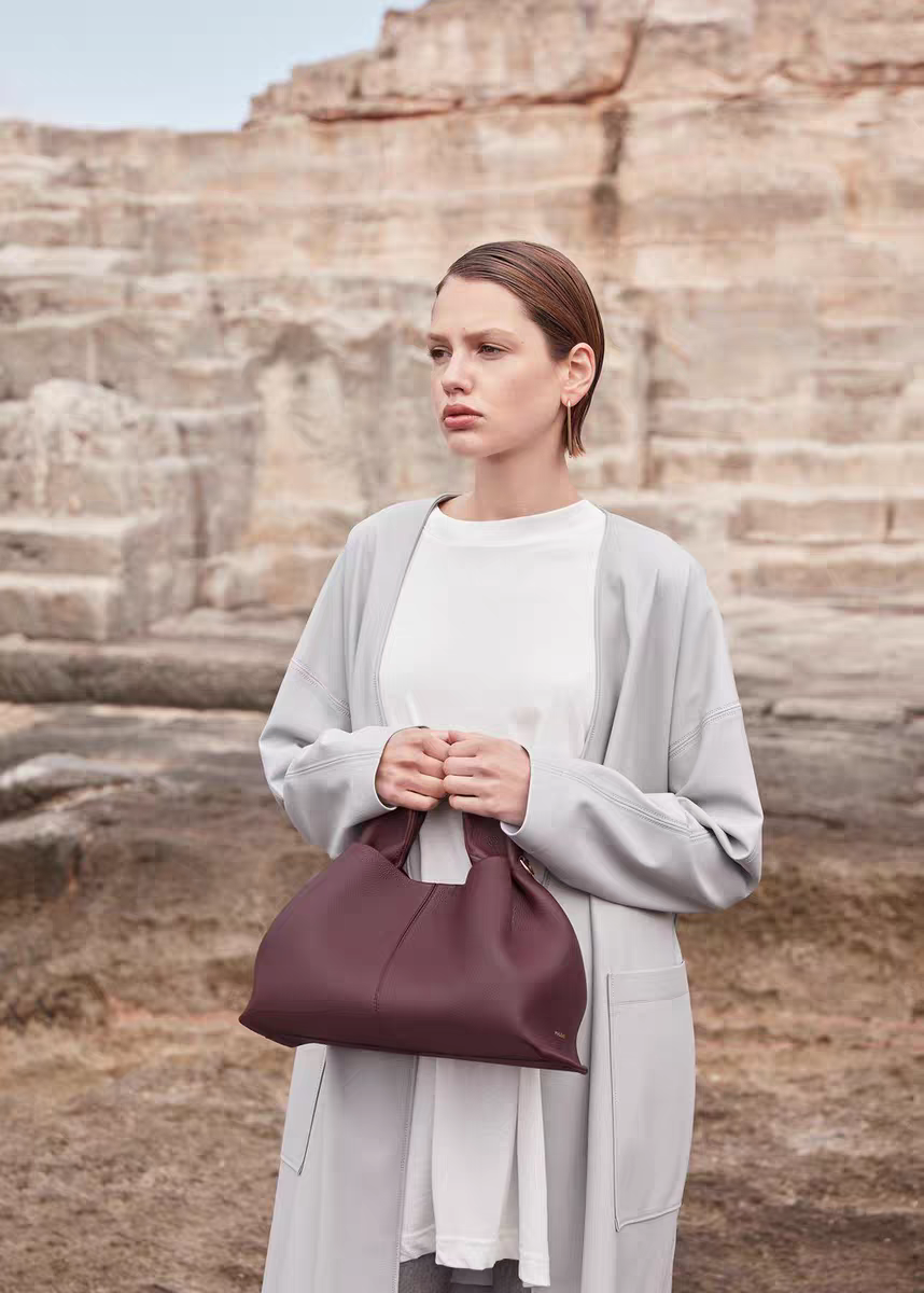 Cloud Luxe Litchi Leather Handbag