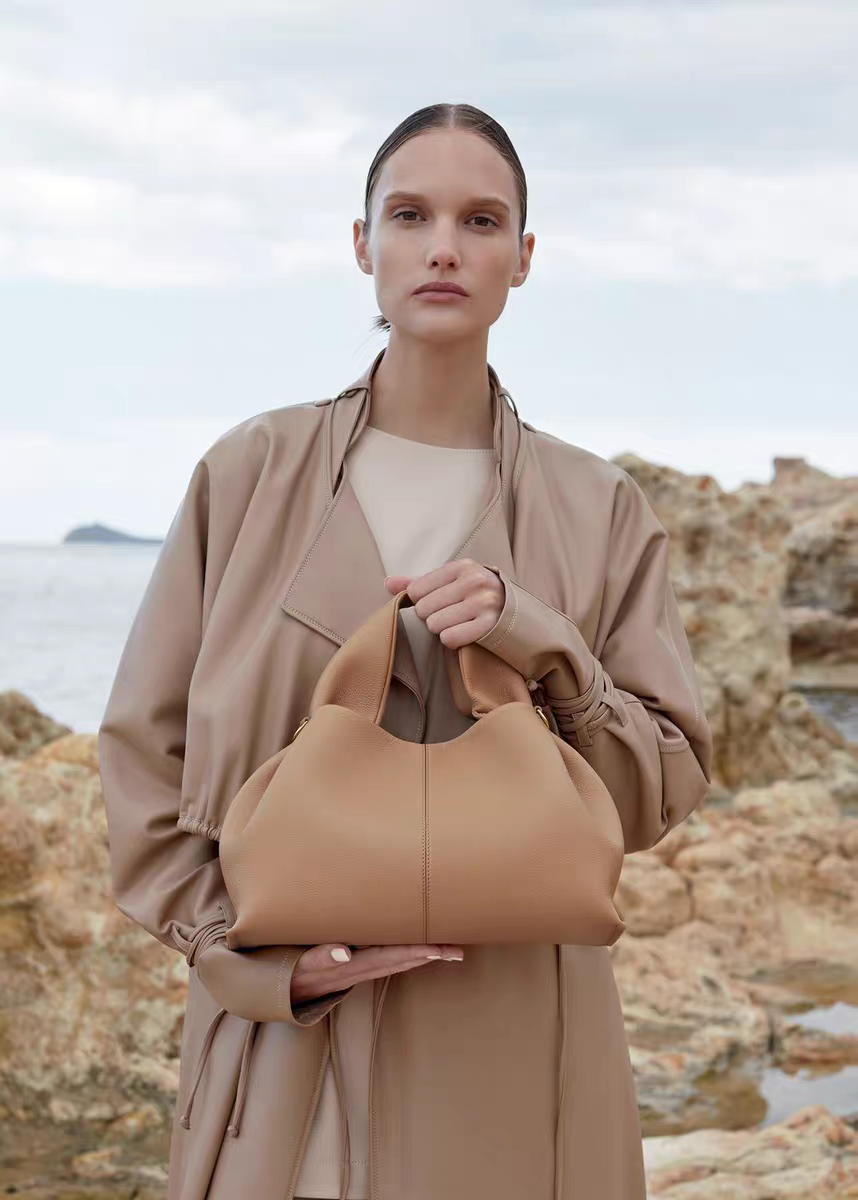 Cloud Luxe Litchi Leather Handbag