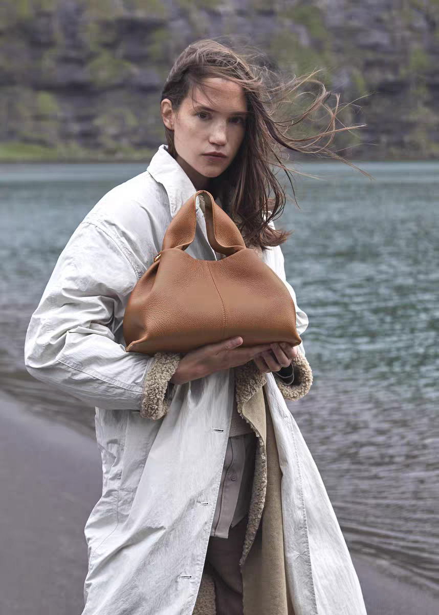 Cloud Luxe Litchi Leather Handbag