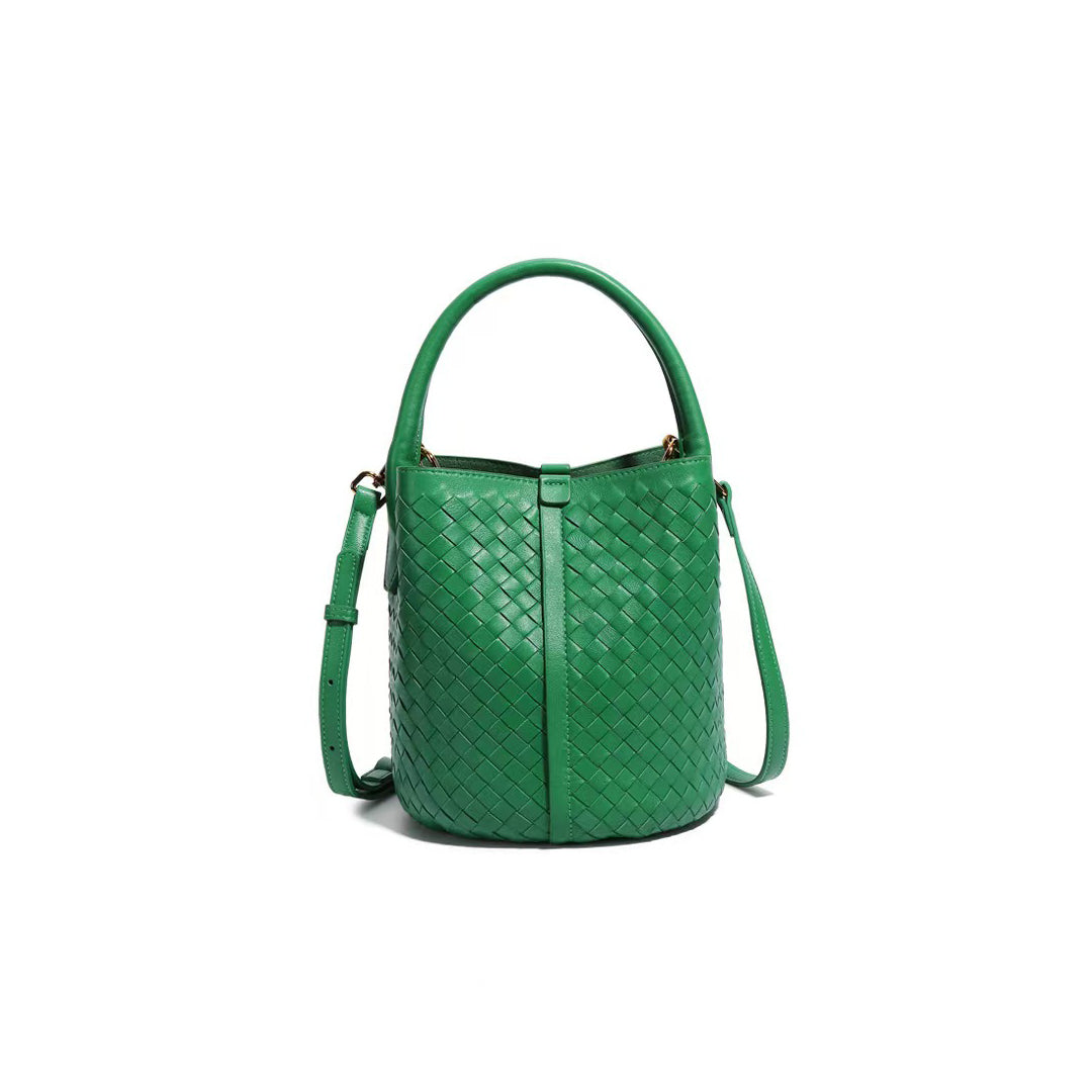 Elegant Woven Leather Bucket Bag