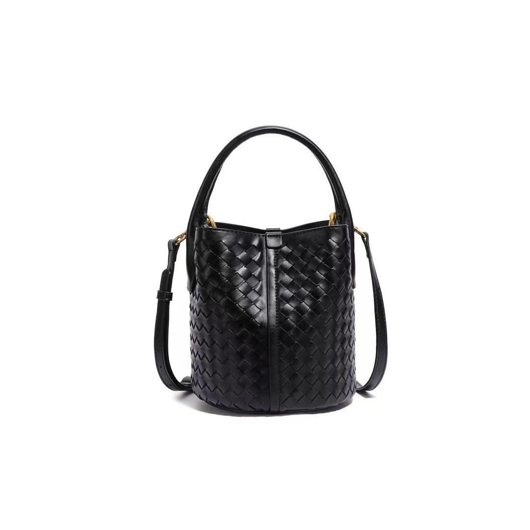 Elegant Woven Leather Bucket Bag