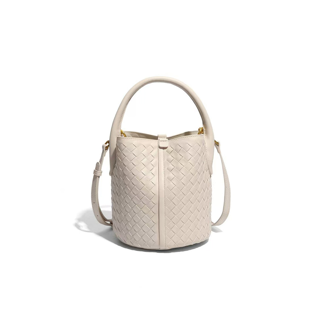 Elegant Woven Leather Bucket Bag