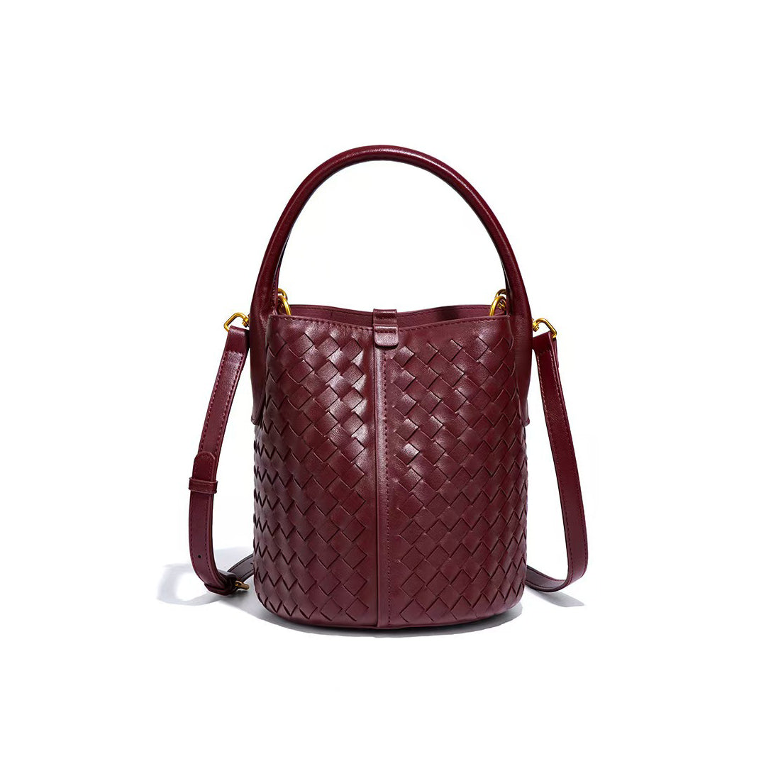 Elegant Woven Leather Bucket Bag