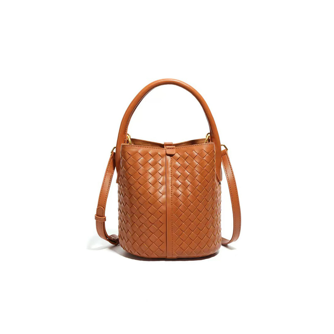 Elegant Woven Leather Bucket Bag
