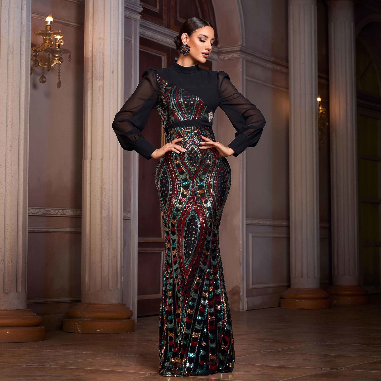 Regalia Noir Embellished Knit Gown