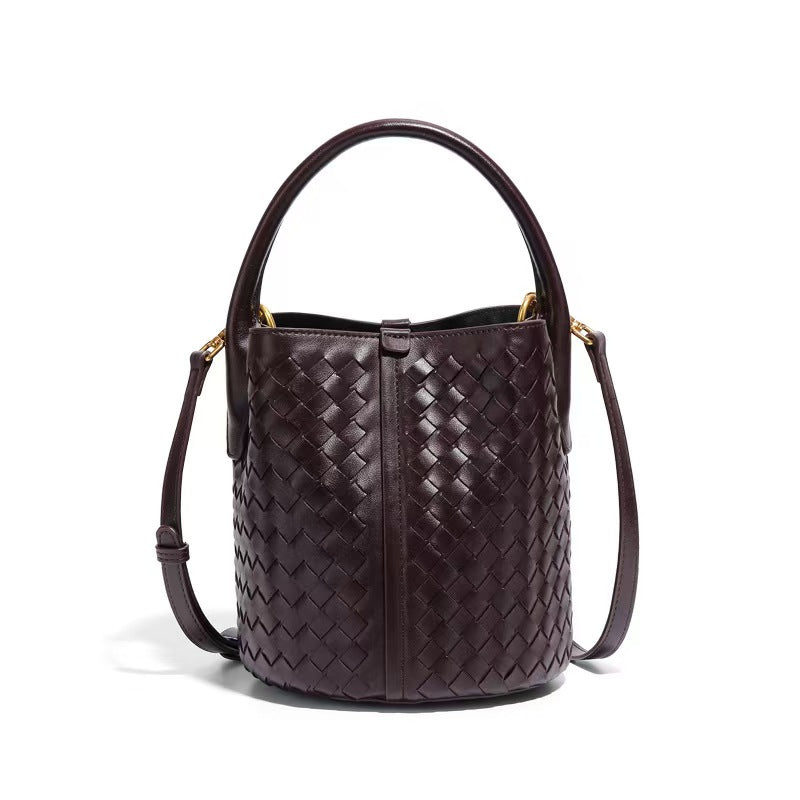 Elegant Woven Leather Bucket Bag