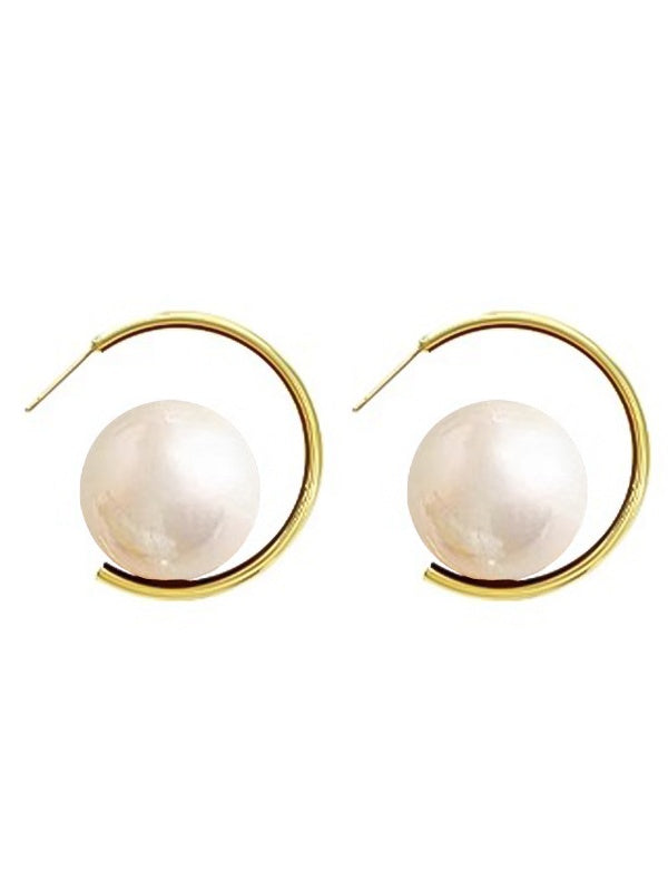 French Vintage Exaggerated Large Pearl Stud Earrings