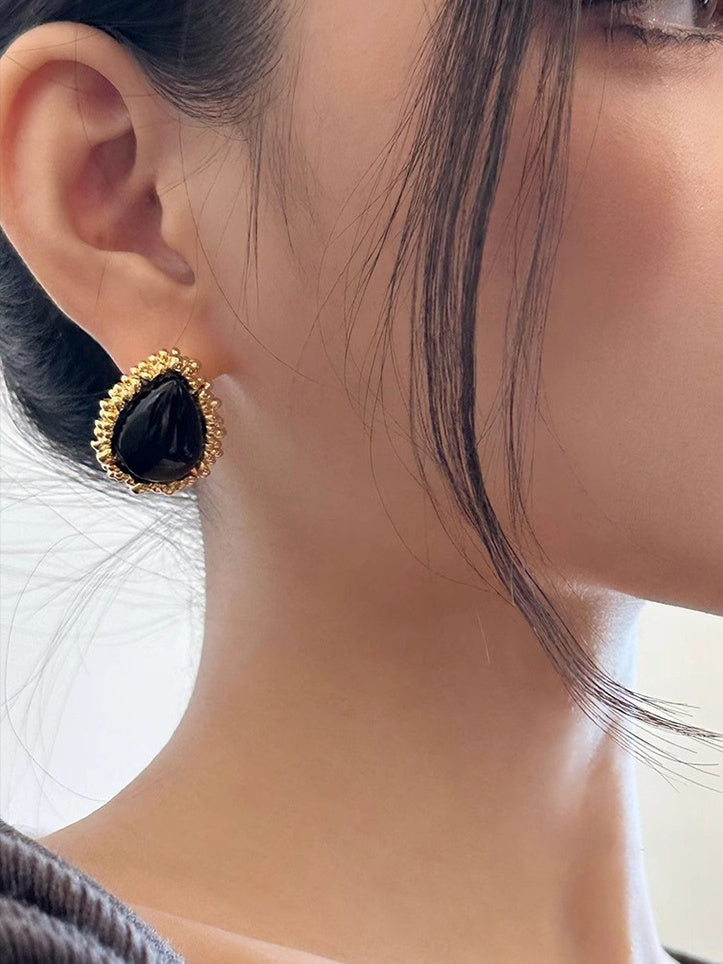 Vintage Drop Onyx Earrings