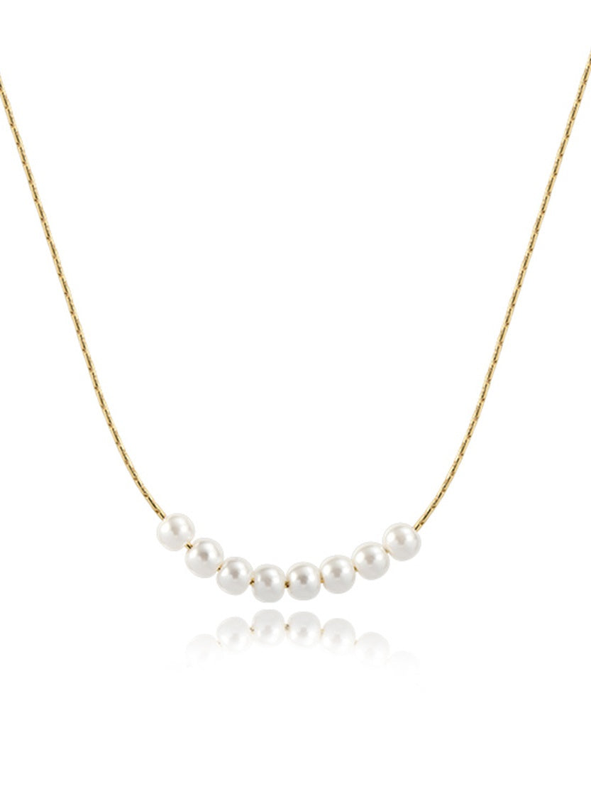 Vintage Smile Pearl Plain Chain Necklace