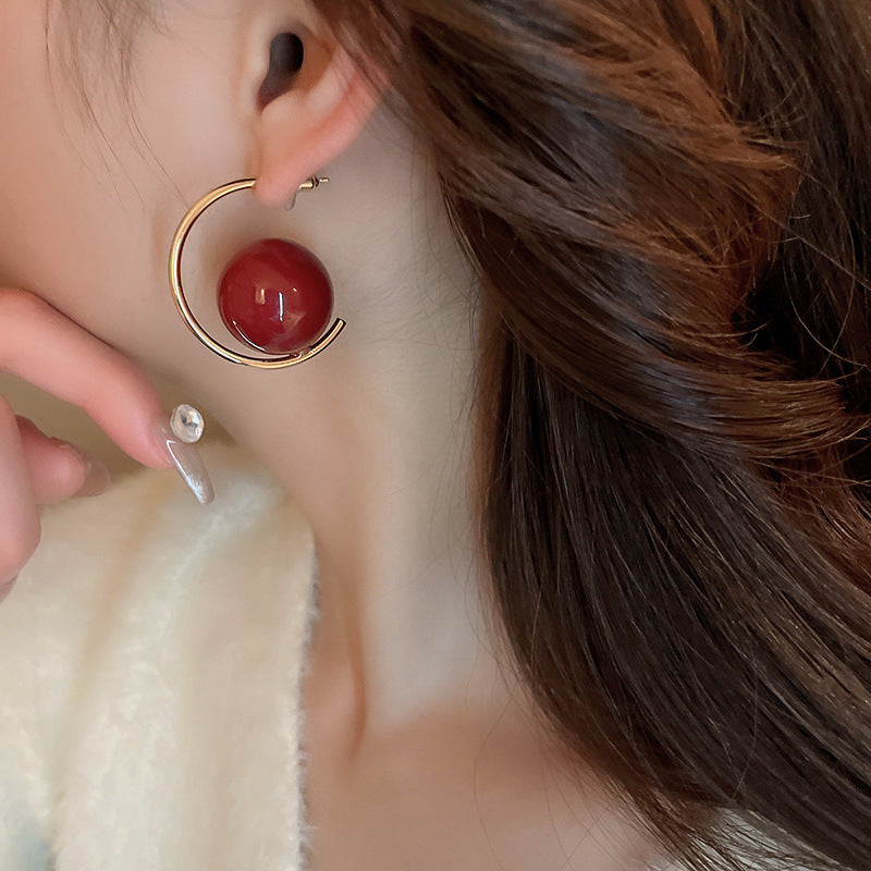 French Vintage Exaggerated Large Pearl Stud Earrings