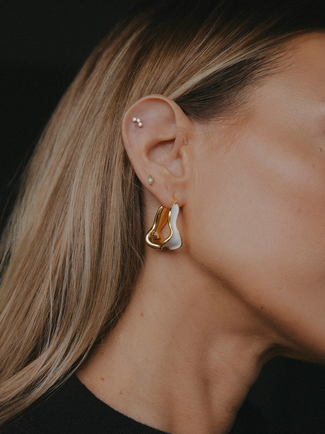 Irregular White Enamel Drip Glaze Earrings
