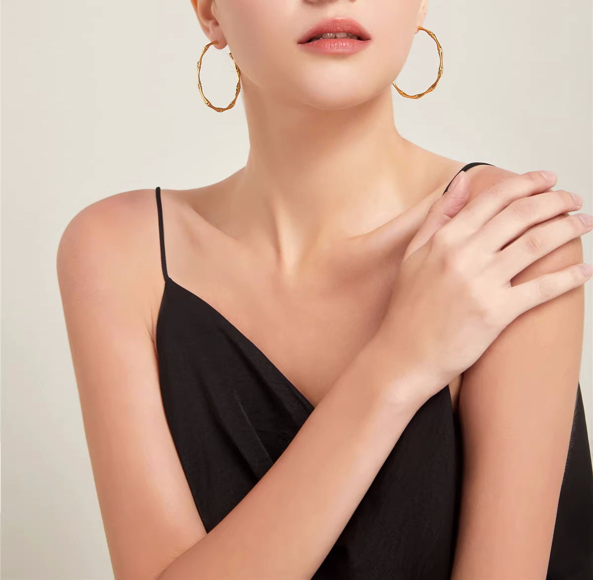 Bamboo Large Circle Hoop Earrings