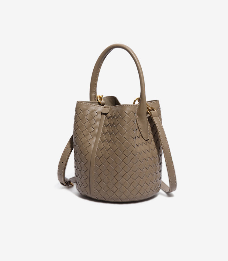 Elegant Woven Leather Bucket Bag