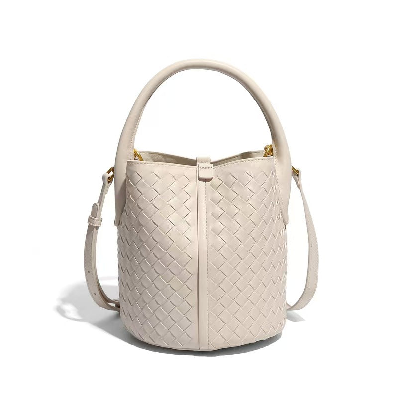 Elegant Woven Leather Bucket Bag