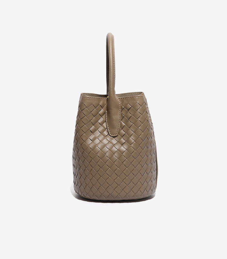 Elegant Woven Leather Bucket Bag