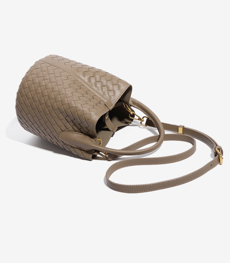 Elegant Woven Leather Bucket Bag