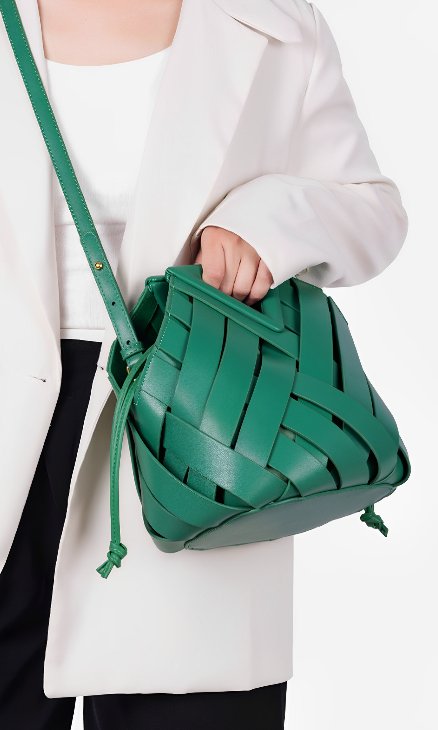 Lucienne Verde Woven Clutch