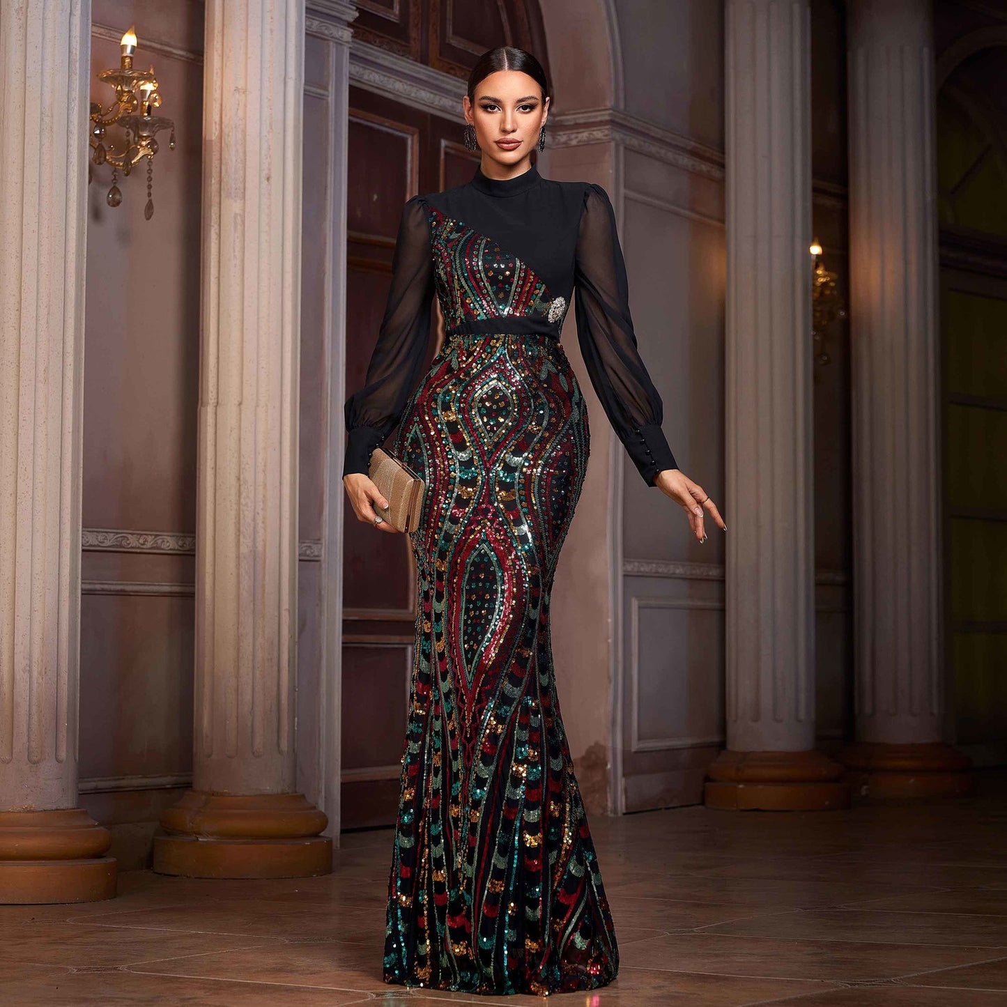 Regalia Noir Embellished Knit Gown