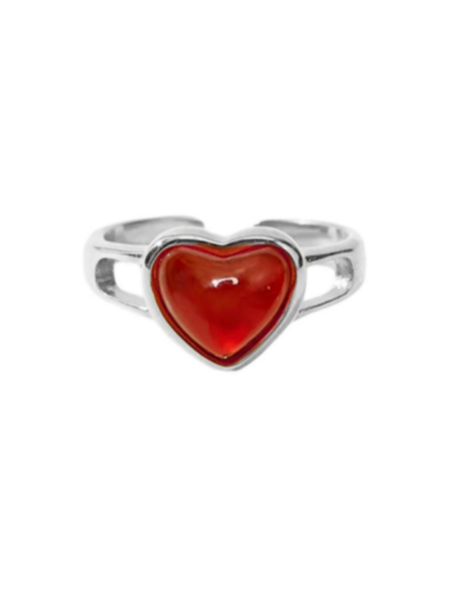 Natural Carnelian Heart Ring