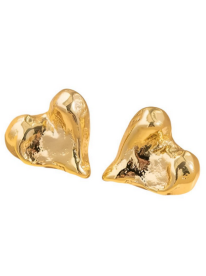 Textured Irregular Heart Stud Earrings