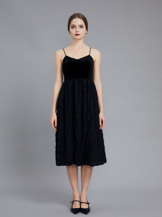 Black Halter Cotton Linen Dress