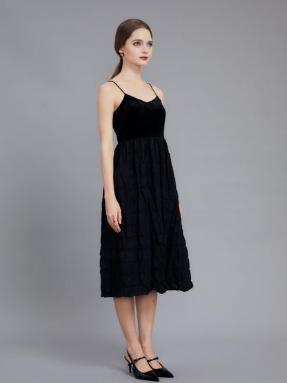 Black Halter Cotton Linen Dress