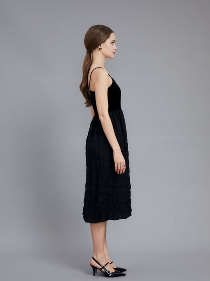 Black Halter Cotton Linen Dress