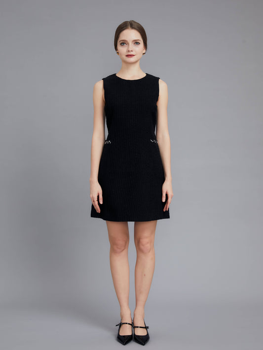 Round Neck Woven Little Black Dress