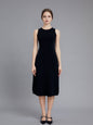 Round neck knit mid-length dress