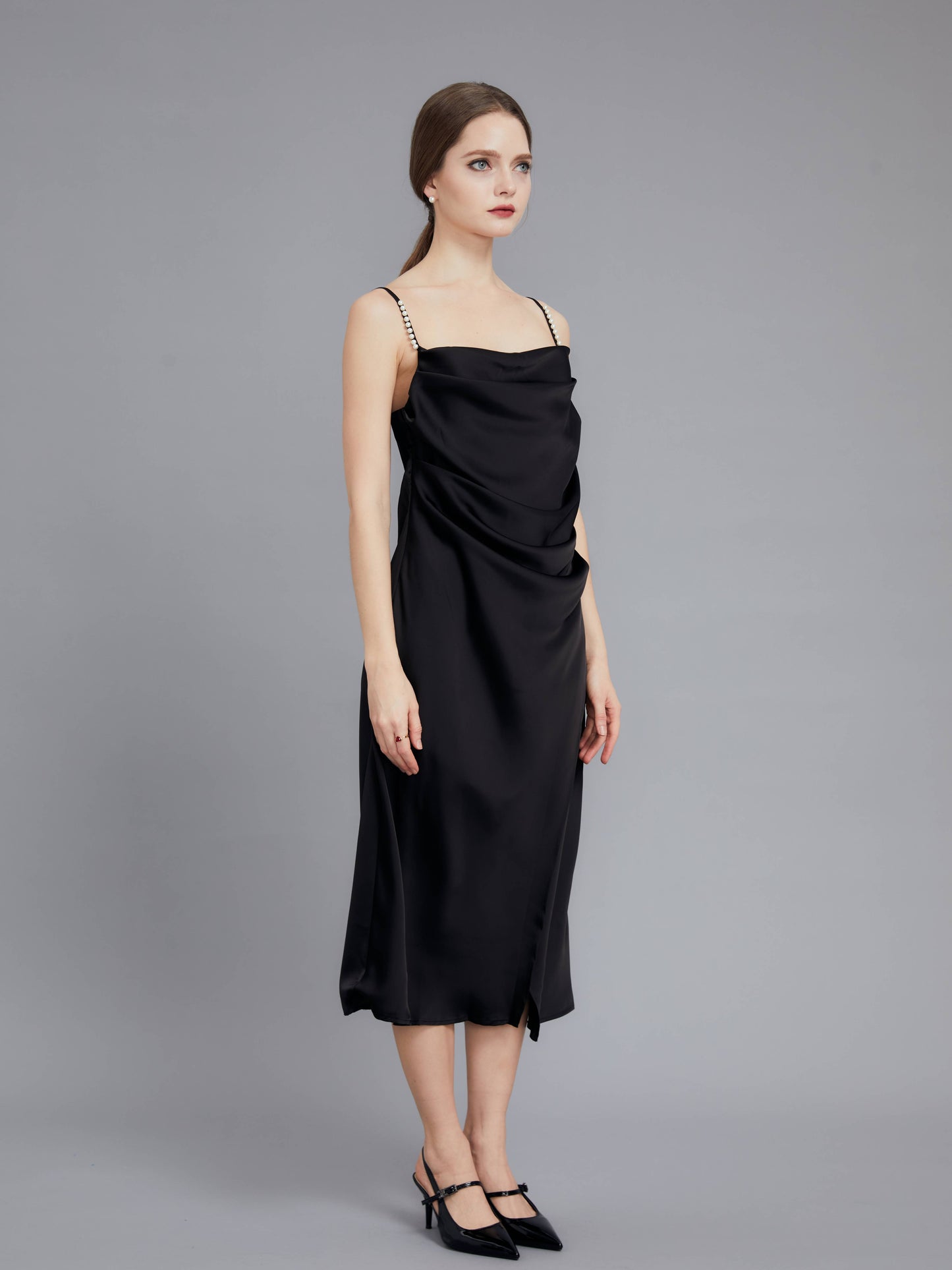 Pleated Acetate Halter Dress