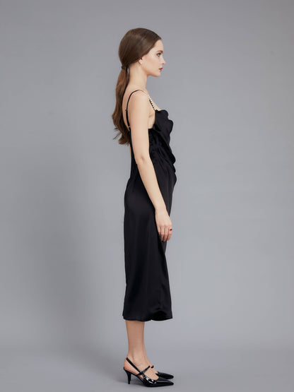 Pleated Acetate Halter Dress