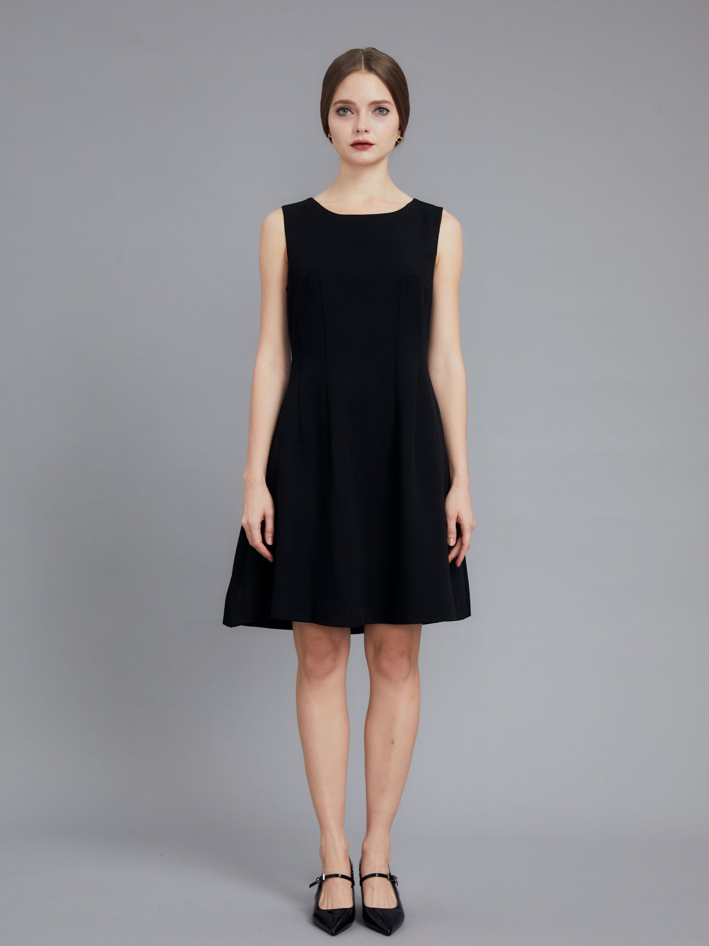 Simple cotton linen little black dress