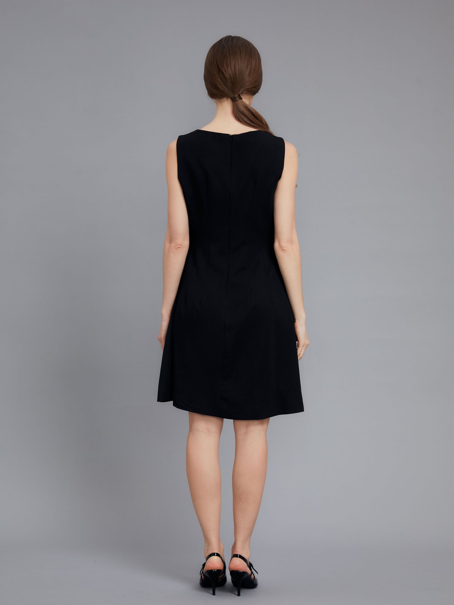 Simple cotton linen little black dress