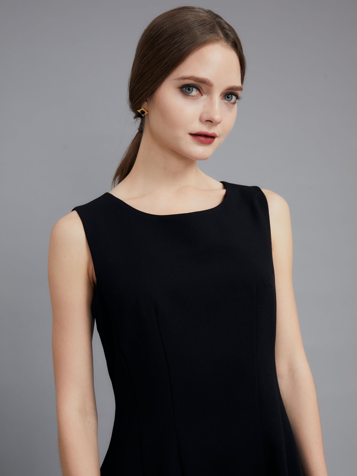 Simple cotton linen little black dress