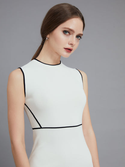 Black dress with white trim