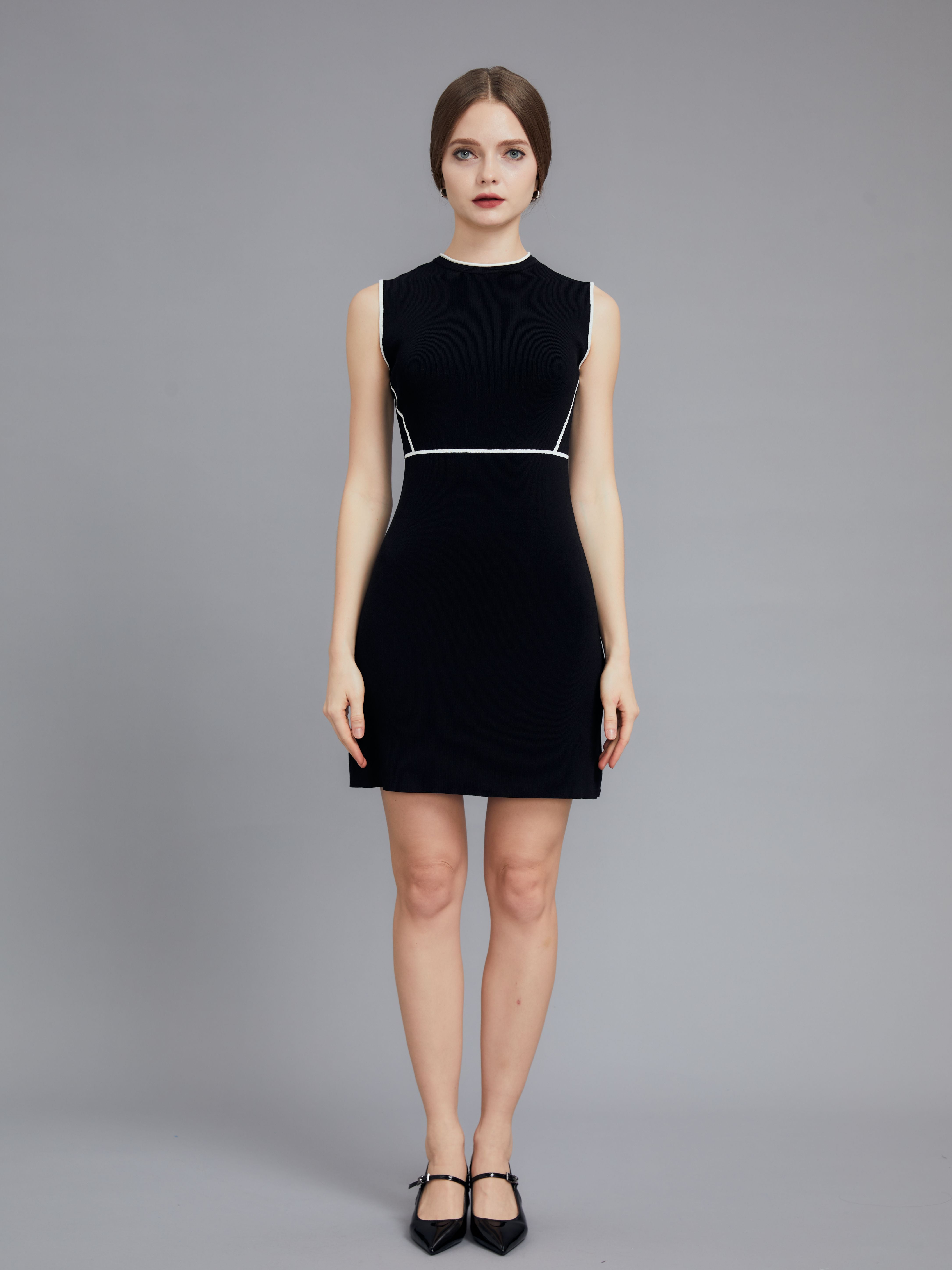 Black dress with white trim White S