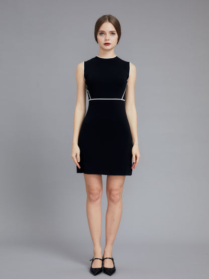 Black dress with white trim