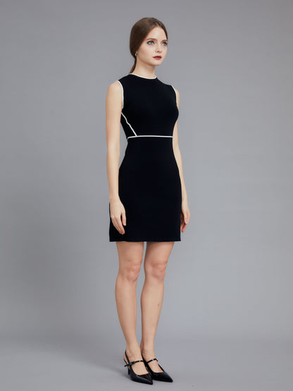 Black dress with white trim