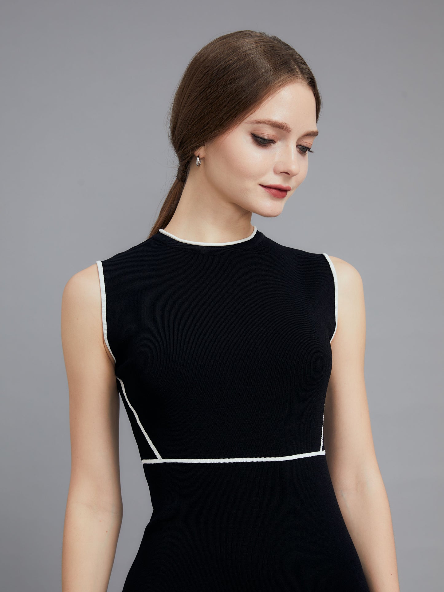 Black dress with white trim