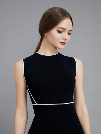 Black dress with white trim