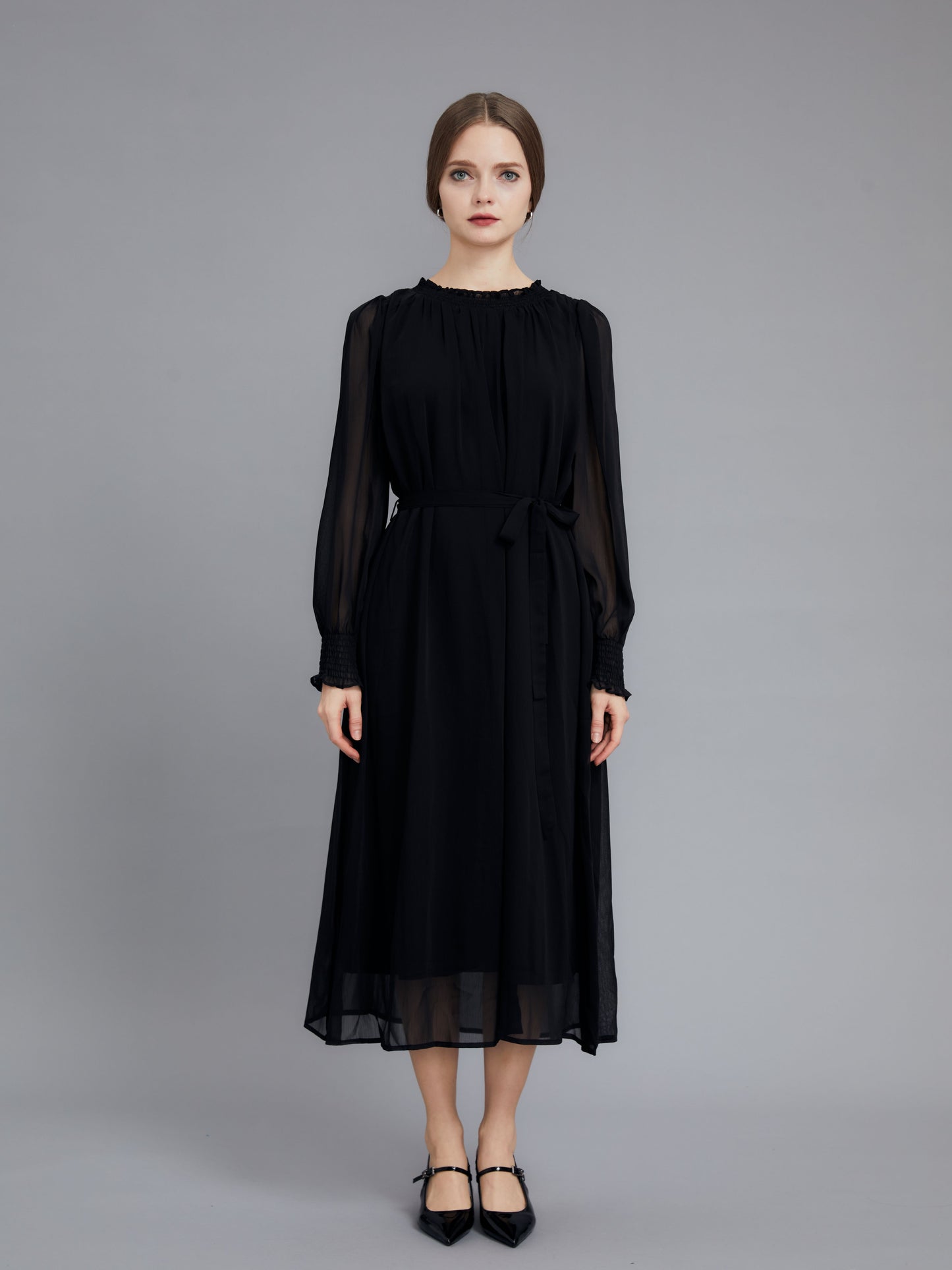 Long Sleeve Chiffon Dress