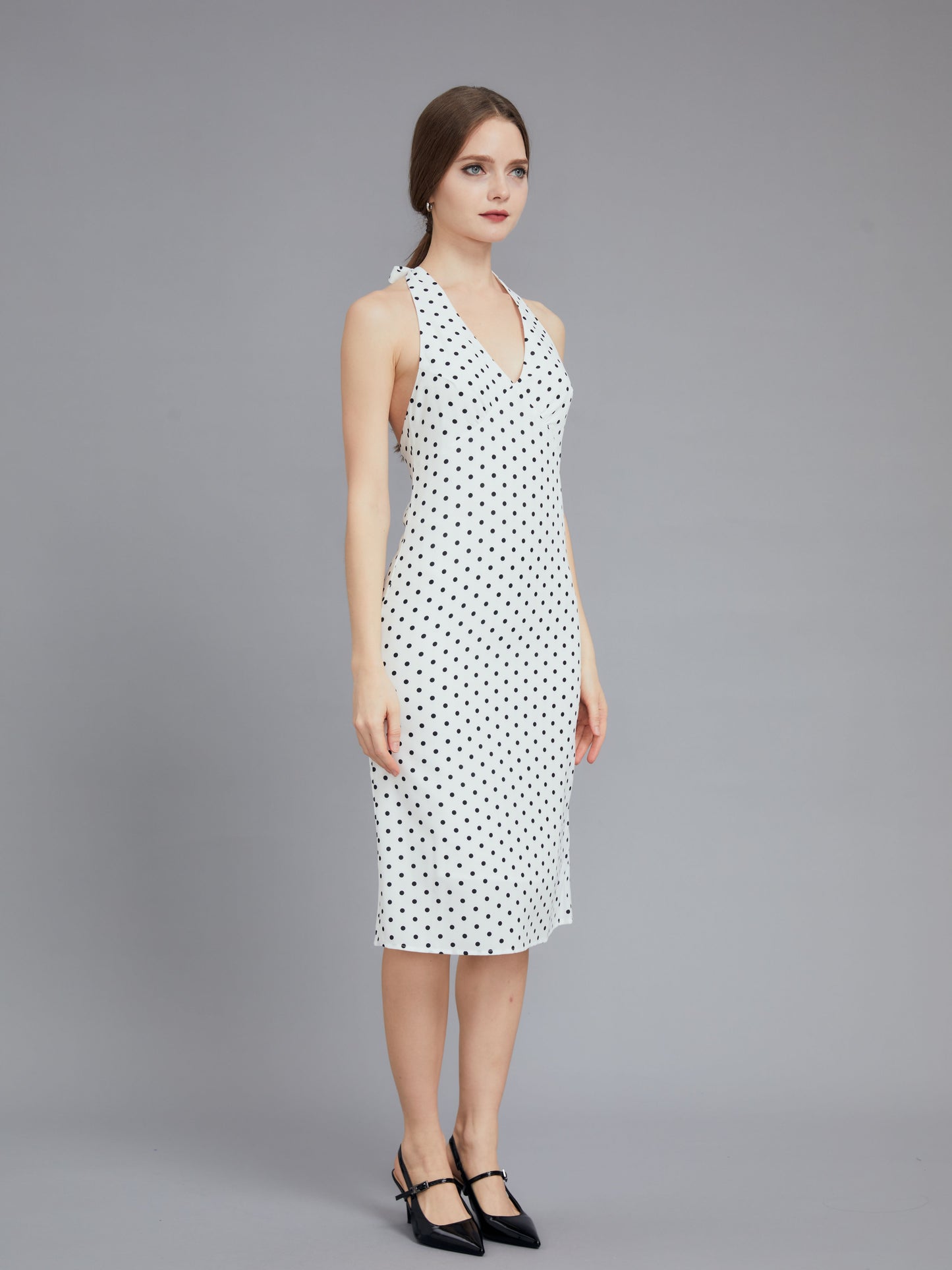 Neckless Backless Polka Dot Dress