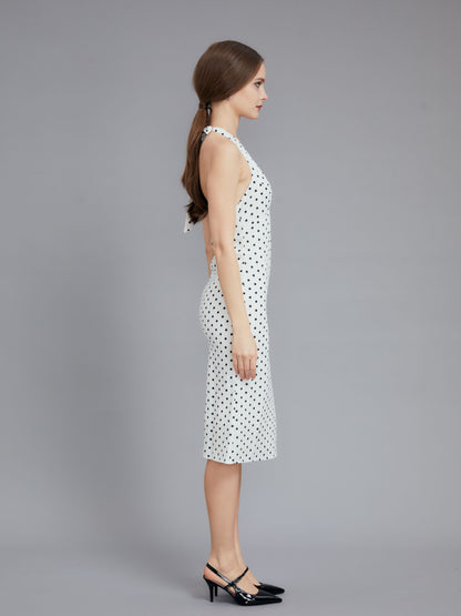 Neckless Backless Polka Dot Dress